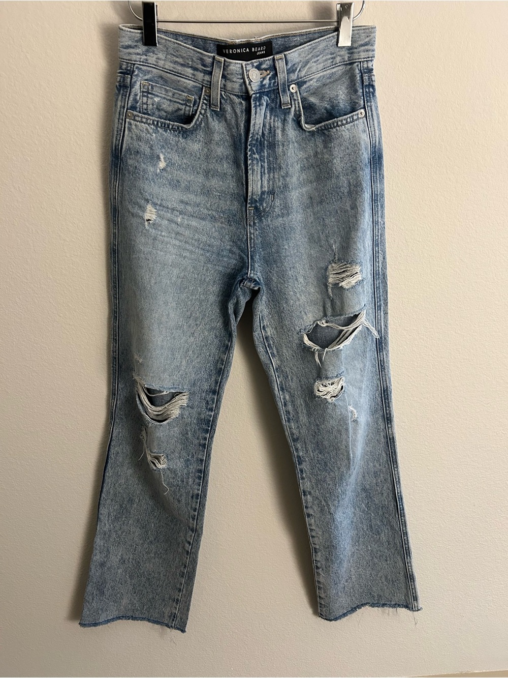 Veronica Beard Dylan Distressed Light Wash Jeans Size 25
